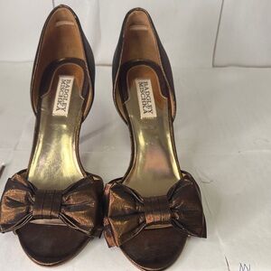 Badgley Mischka Metallic Brown Peep-Toe Heels